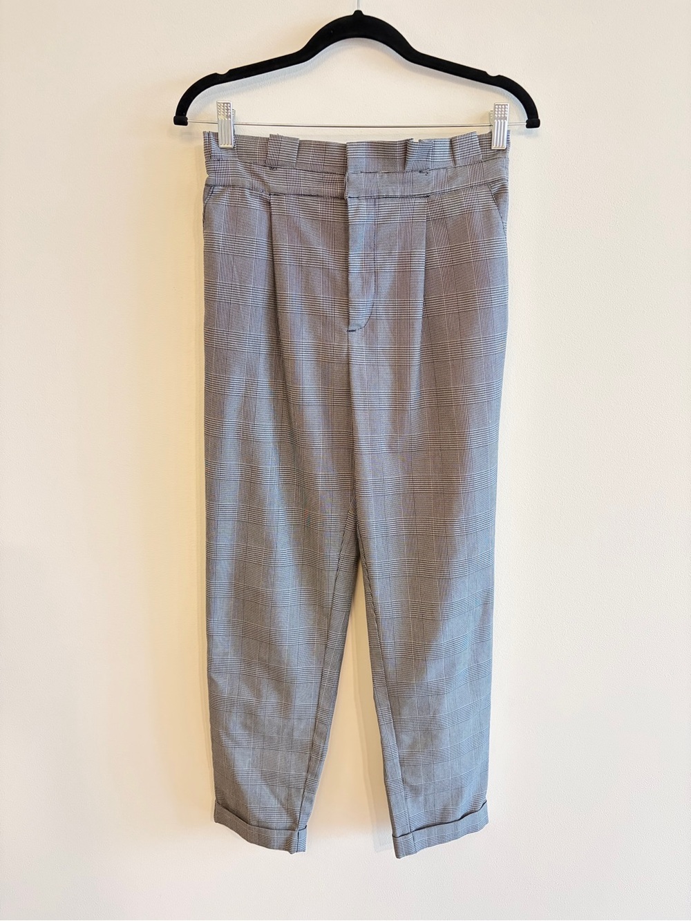 Grey Black and White Checkered Crop Pants Size M